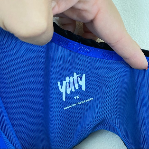 Yitty Size 1X Black Crush Velvet One Shoulder Compression High Neck Bodysuit Top - Picture 3 of 4